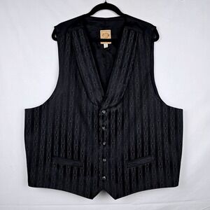 Vintage Wah Maker Frontier Clothing Western Vest Black Jacquard Stripe 3XT USA